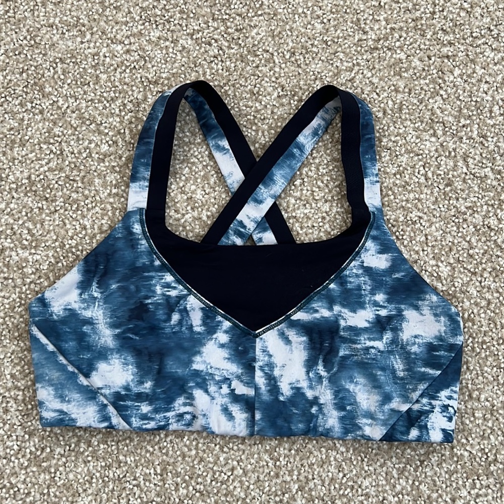 Lululemon On Your Way Sports Bra Blue Tie Dye